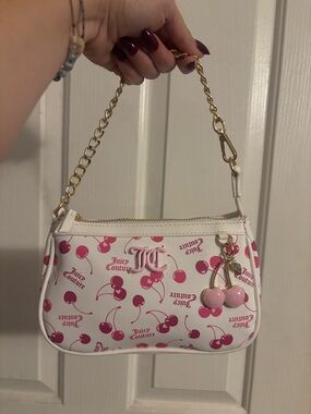 Juicy Couture White Mini Cherry Shoulder Bag with Pink Details